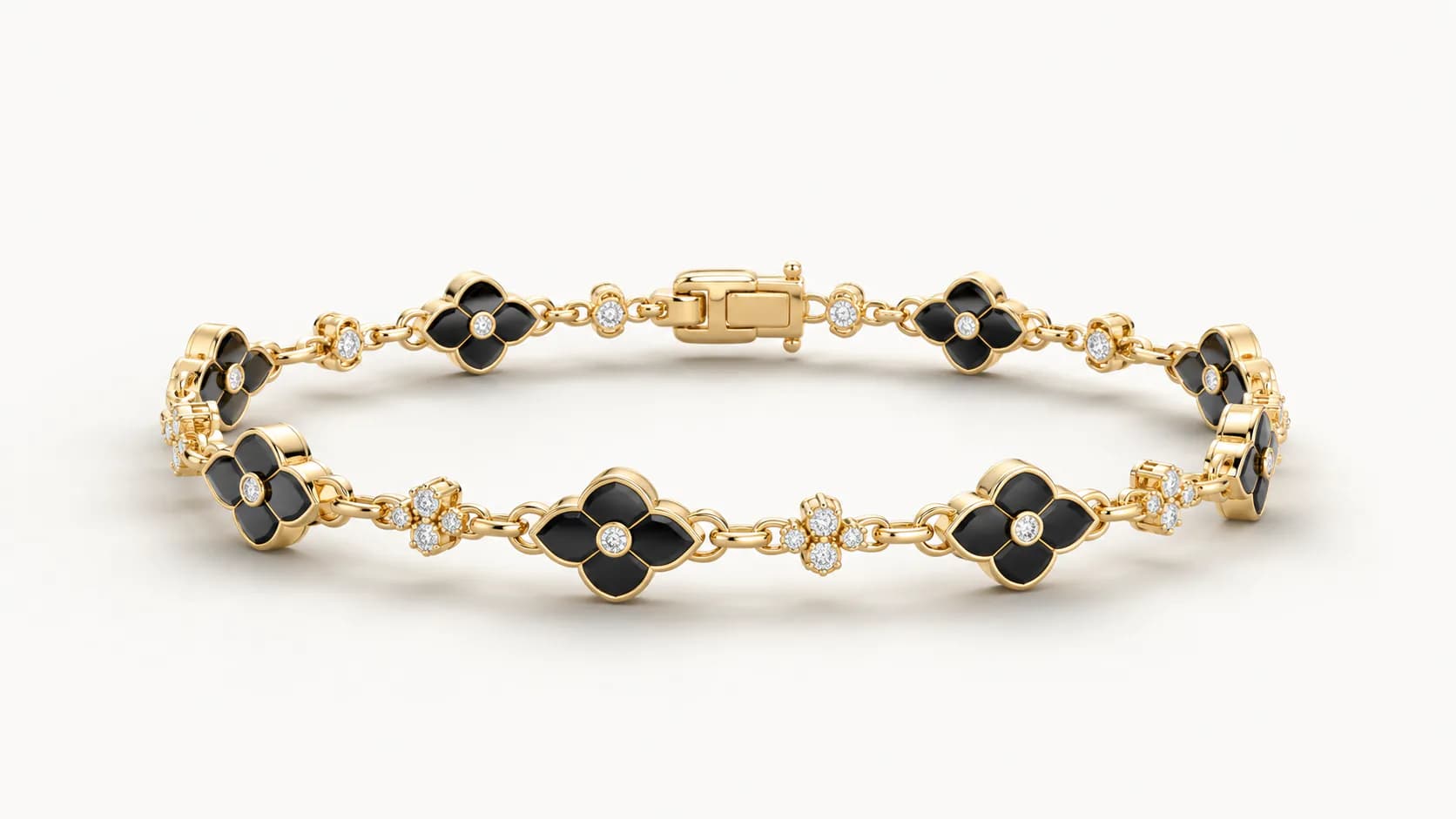 Nocturne Bracelet in yellow gold with black spinel and diamonds
